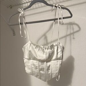 LA hearts white tie corset crop top size XS small